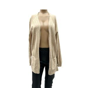 Love Tree  Cardigan Sweater Knit Open Front Long Sleeve Lightweight Pockets Tan